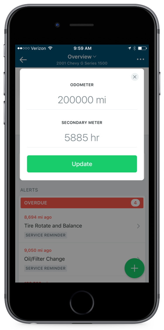 update odometer readings