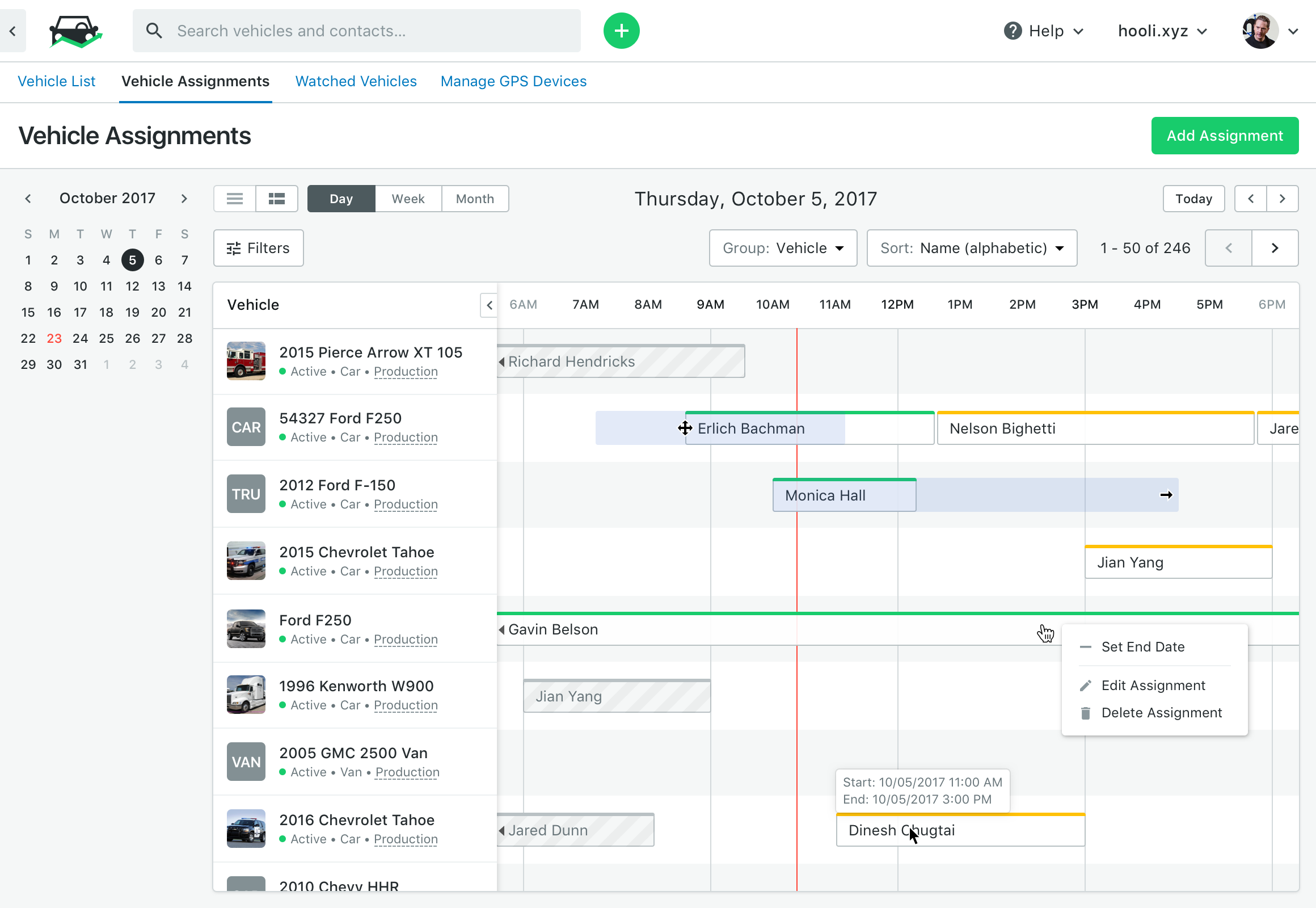 Fleetio vehicle assignments scheduler