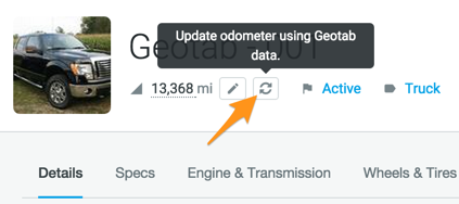 sync geotab gps odometer reading