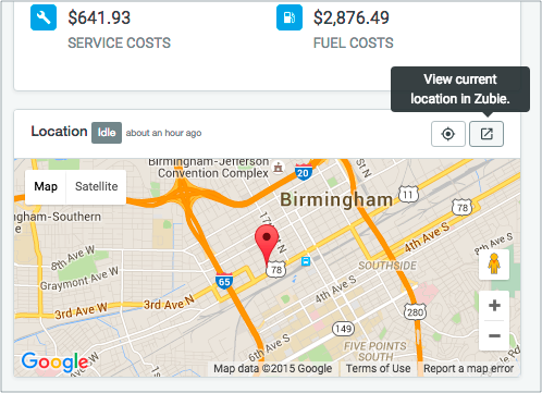 fleetio gps zubie map view
