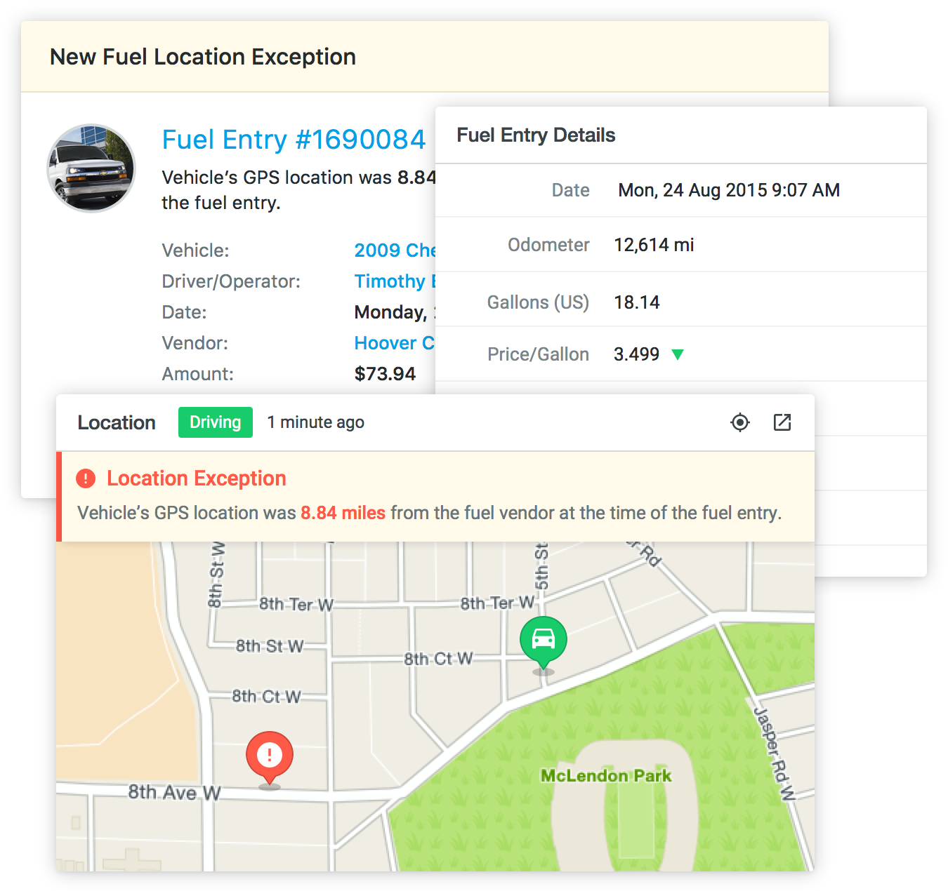 fuel location exceptions